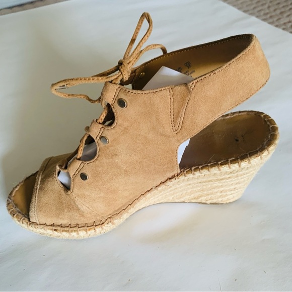 Franco Sarto Women's Tan Suede Lace-Up Wedge Espadrille Sandals Size 8 - Picture 4 of 8